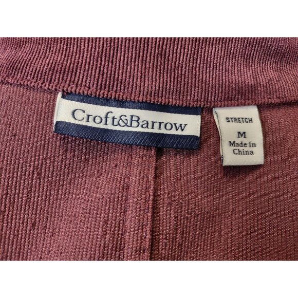 Croft & Barrow Plum Corduroy Jacket Button Front Collared Pockets Stretch Medium - Picture 4 of 9
